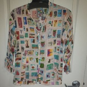 Johnny Was Multicolor Patchwork Blouse